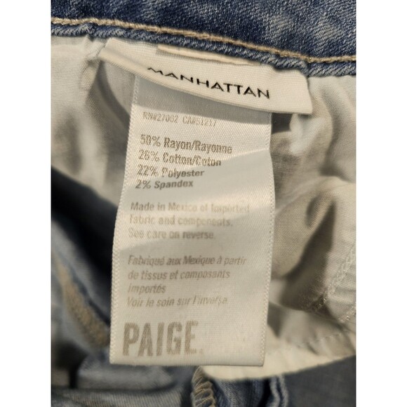 PAIGE Jeans Womens Manhattan Bootcut Sz 29 Medium Wash Denim Stretch EUC - Picture 10 of 11